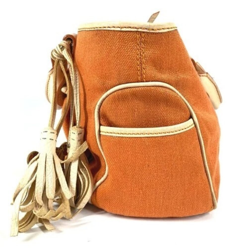 CELINE fringe tassel logo Macadam Boogie Bag Tote Bag Hand Bag Orange - Picture 3 of 14